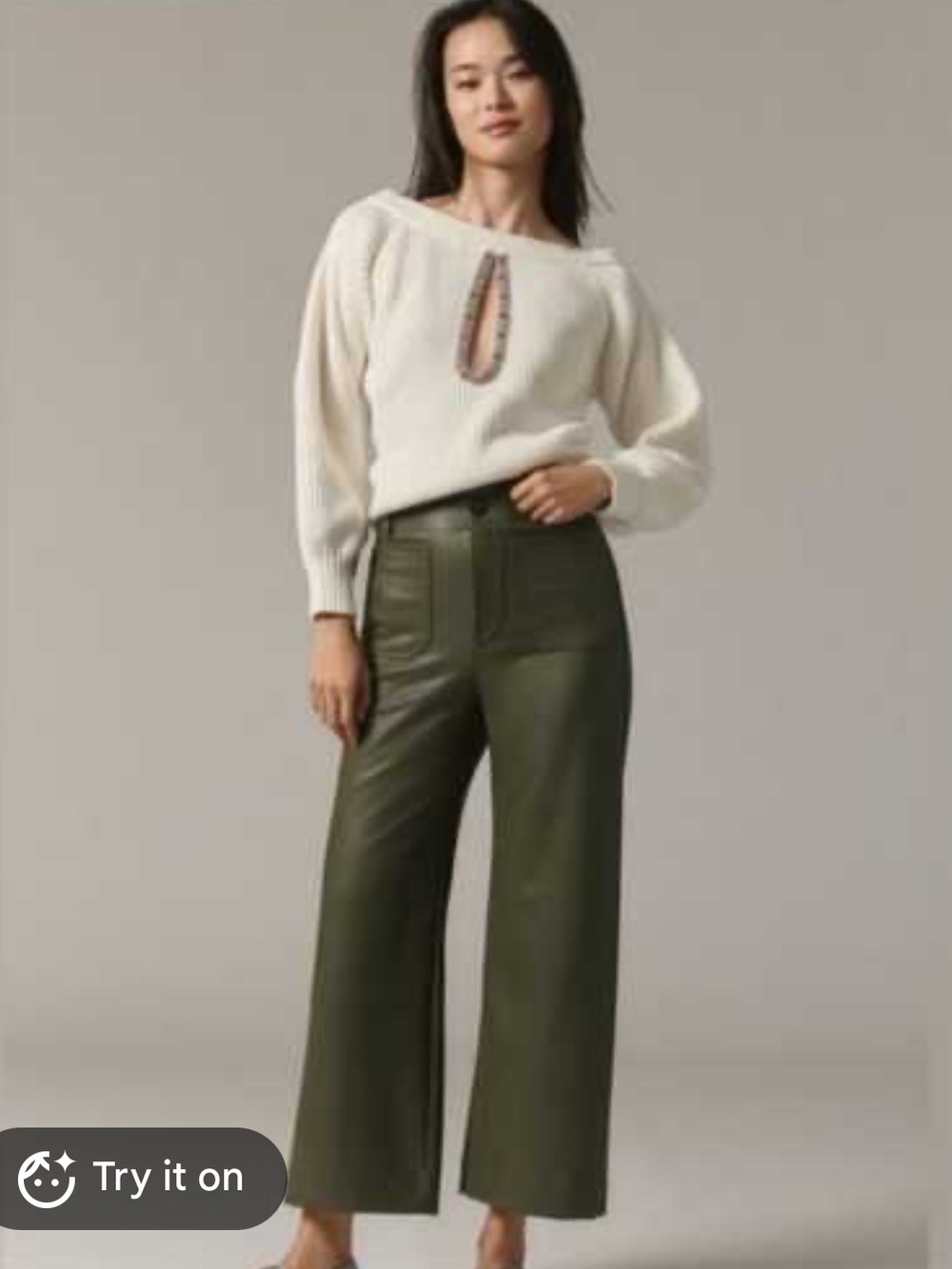 Anthropologie | LIKE NEW Maeve Colette Crop Wide Leg Pants Faux Vegan Leather